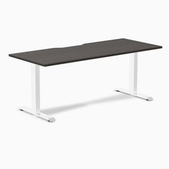 Zero scalloped fixed office desk burnished wood - Desky