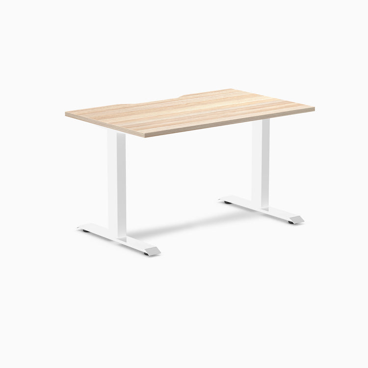 Zero scalloped fixed office desk classic oak - Desky