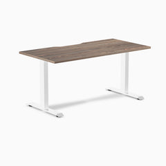 Zero scalloped fixed office desk natural walnut - Desky