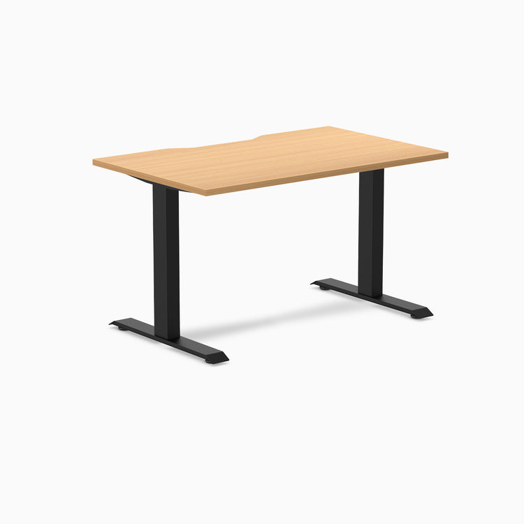 Zero scalloped fixed office desk select beech - Desky