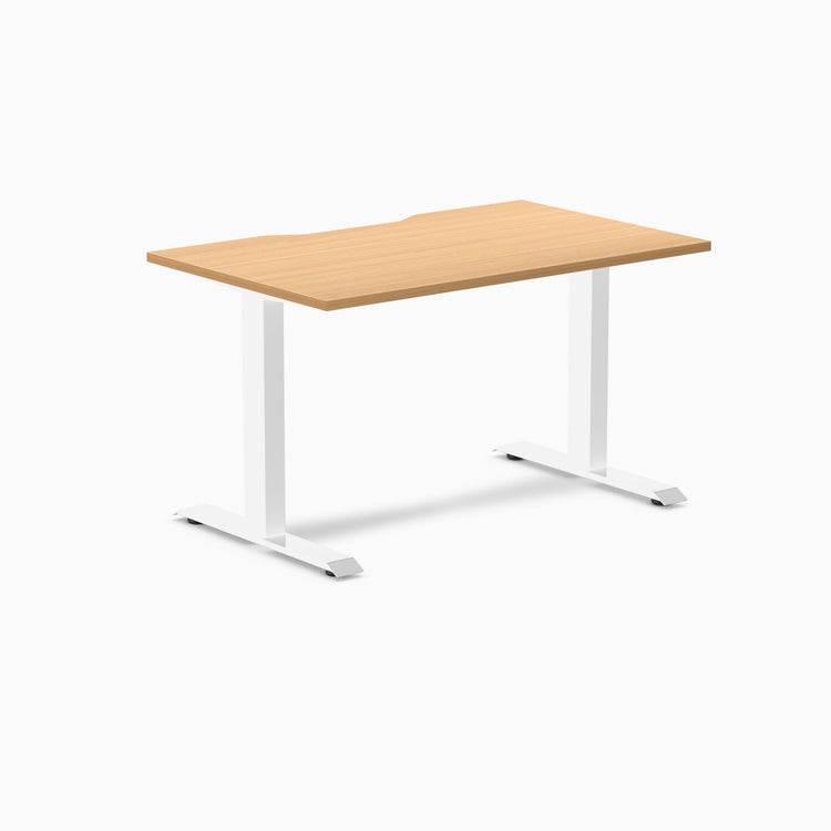 Zero scalloped fixed office desk select beech - Desky