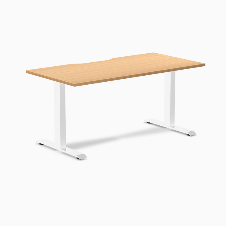 Zero scalloped fixed office desk select beech - Desky