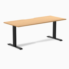 Zero scalloped fixed office desk select beech - Desky