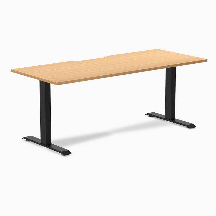 Zero scalloped fixed office desk select beech - Desky