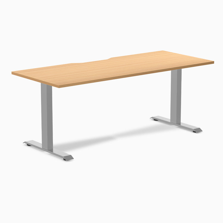 Zero scalloped fixed office desk select beech - Desky