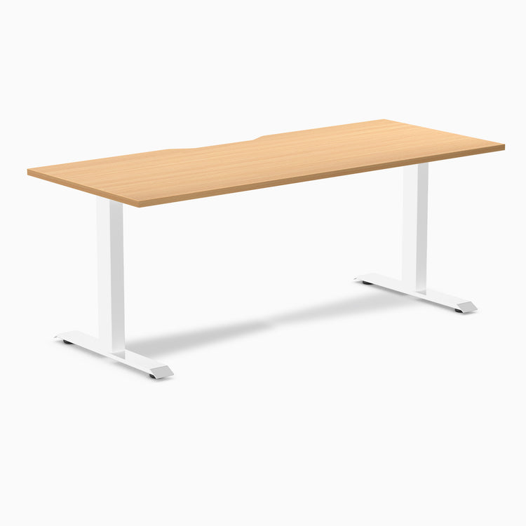 Zero scalloped fixed office desk select beech - Desky