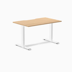 Zero scalloped fixed office desk sublime teak - Desky