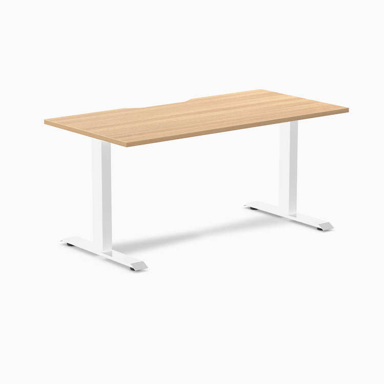 Zero scalloped fixed office desk sublime teak - Desky