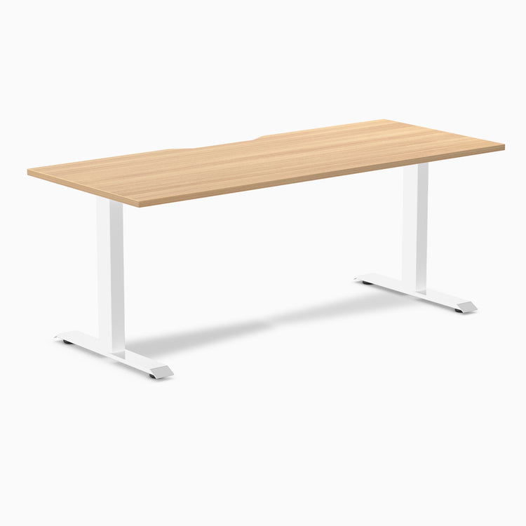 Zero scalloped fixed office desk sublime teak - Desky