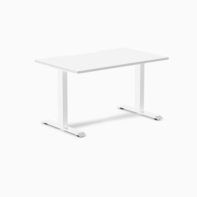 Zero scalloped fixed office desk white melamine - Desky