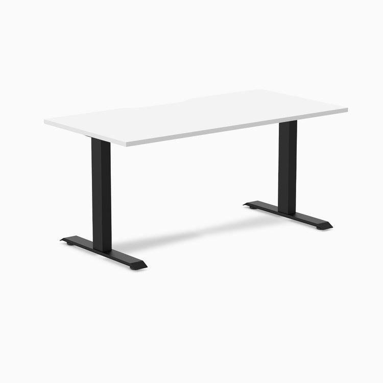 Zero scalloped fixed office desk white melamine - Desky