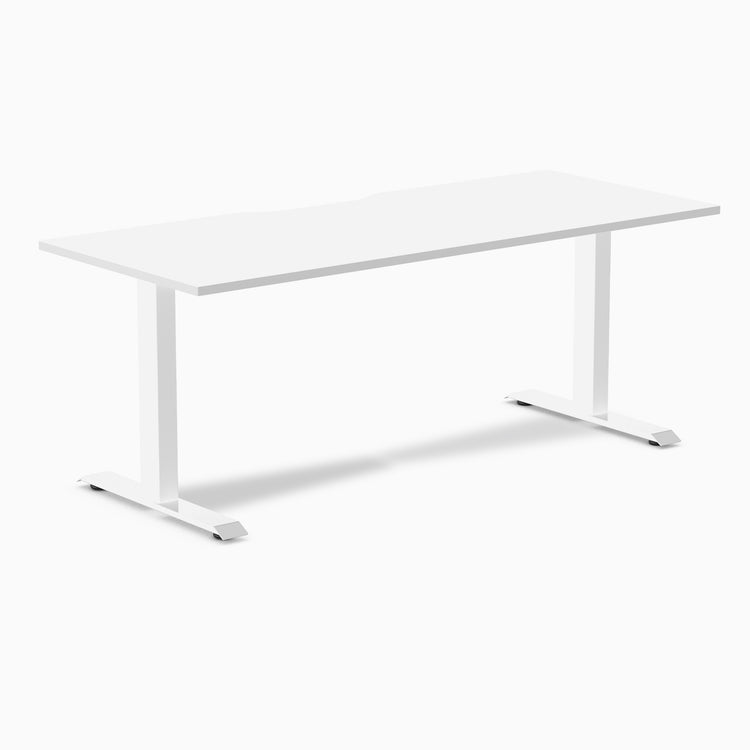 Zero scalloped fixed office desk white melamine - Desky