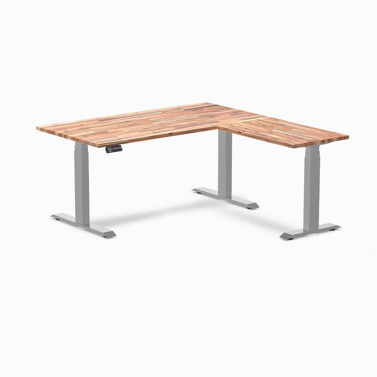 Electric l-shape softwood standing desk in acacia - Desky