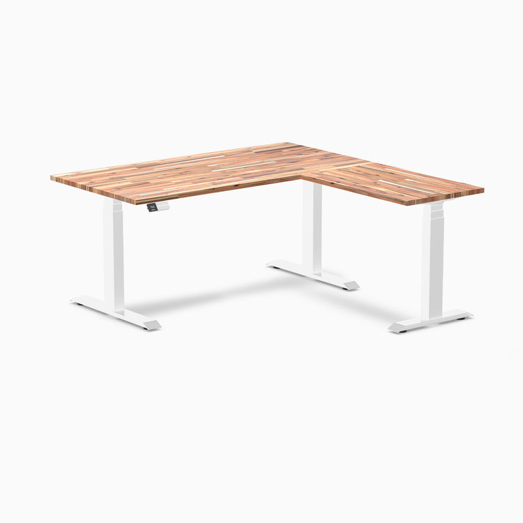 Electric l-shape softwood standing desk in acacia - Desky