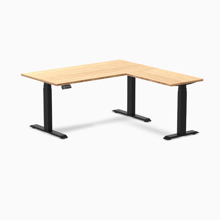 Electric l-shape bamboo standing desk - Desky