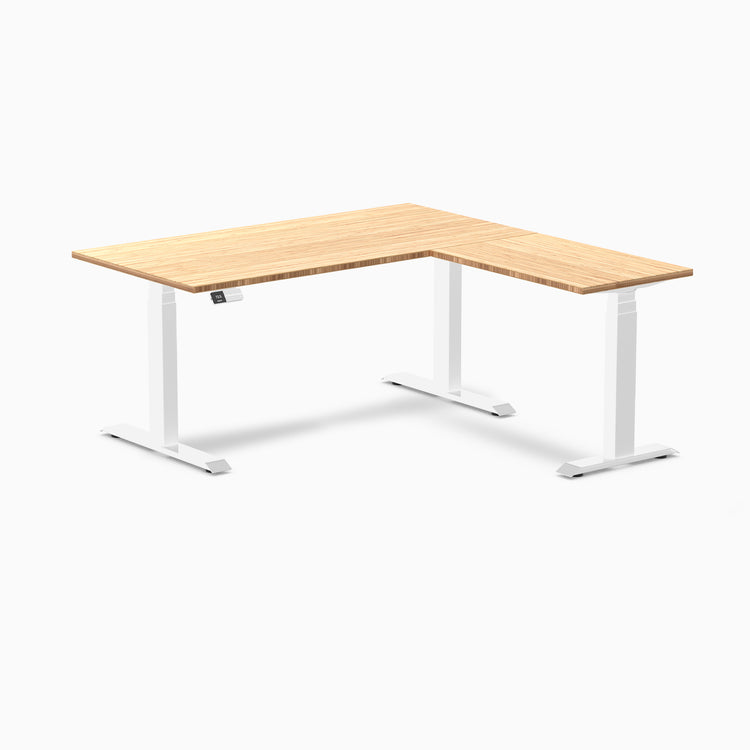 Electric l-shape bamboo standing desk - Desky