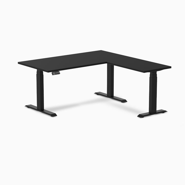 Desky Eco L-Shape Melamine Sit Stand Desk-Black Desky®