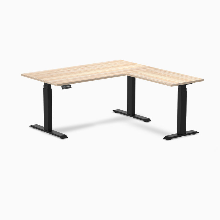 Desky Eco L-Shape Melamine Sit Stand Desk-Classic Oak Desky®