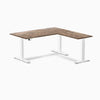 Electric l-shape hardwood sit stand desk natural walnut hardwood - Desky