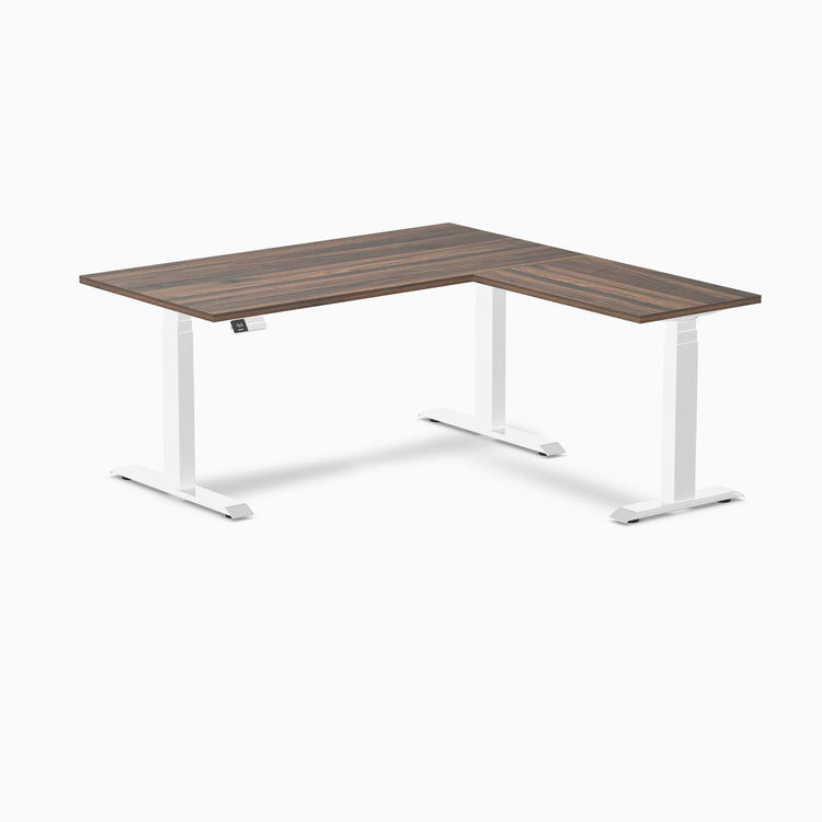 Desky Eco L-Shape Melamine Sit Stand Desk-Jarrah Legno Desky®