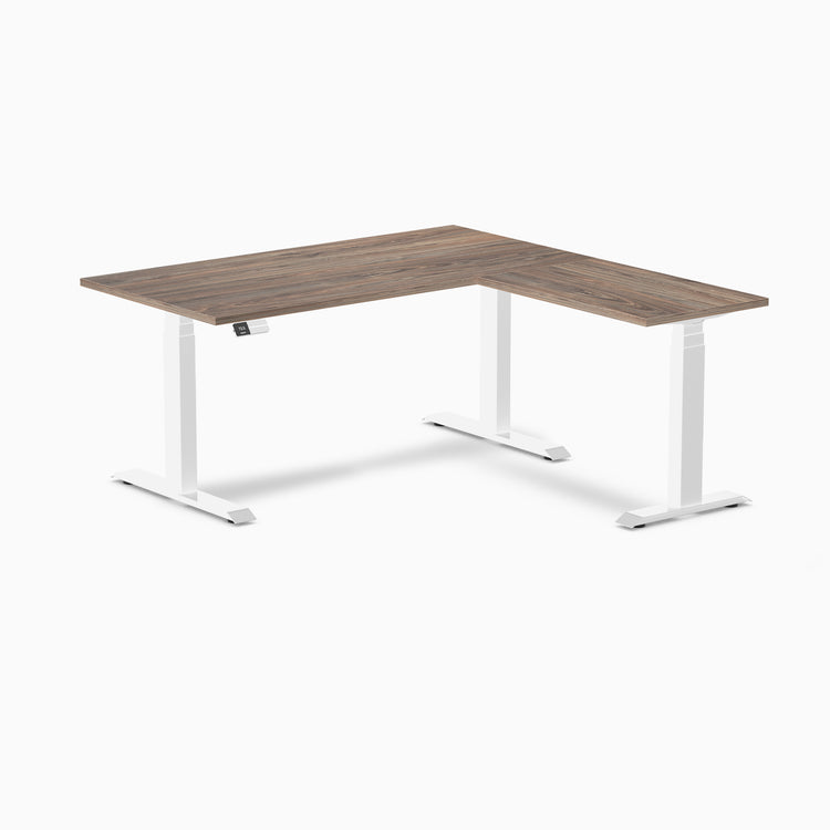 Desky Eco L-Shape Melamine Sit Stand Desk-Natural Walnut Desky®