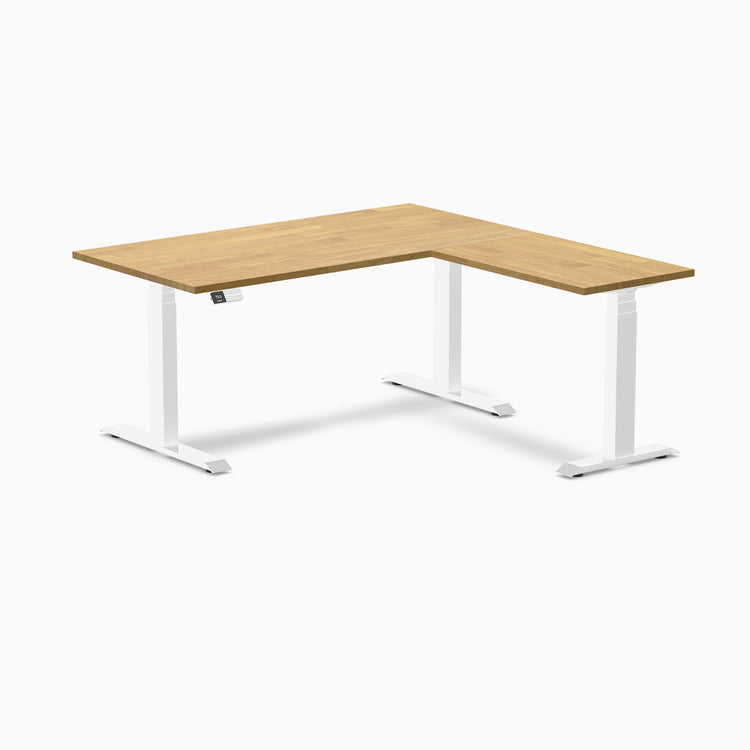 Electric L-shape standing desk in rubberwood light oak rubberwood - Desky