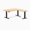 Electric L-shape standing desk in rubberwood natural rubberwood - Desky