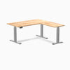 Electric L-shape standing desk in rubberwood natural rubberwood - Desky