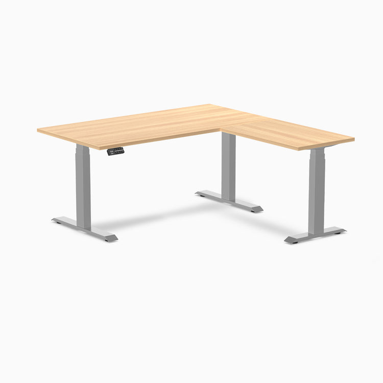 Desky Eco L-Shape Melamine Sit Stand Desk-Sublime Teak Desky®