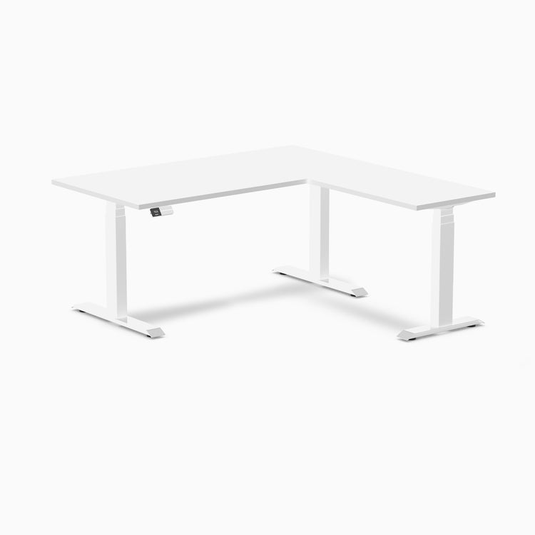 Desky Eco L-Shape Melamine Sit Stand Desk-White Desky®