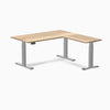 Electric l-shape hardwood sit stand desk white ash hardwood - Desky