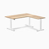 Electric l-shape hardwood sit stand desk white ash hardwood - Desky