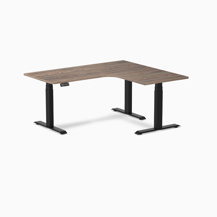 Desky L-Shape Melamine Sit Stand Desk-Natural Walnut Desky®