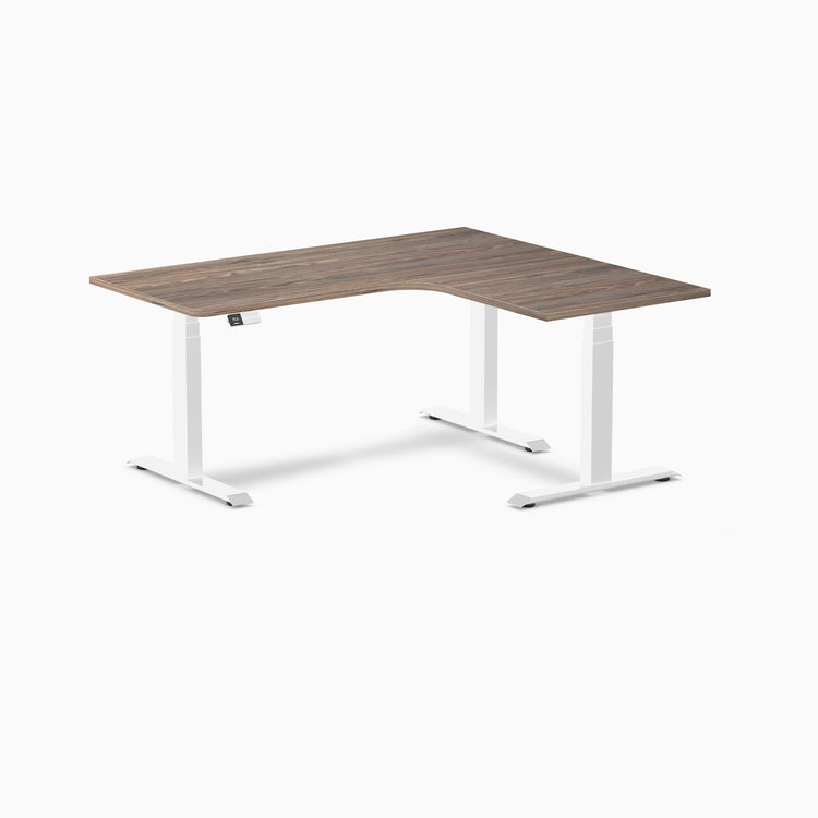 Desky L-Shape Melamine Sit Stand Desk-Natural Walnut Desky®