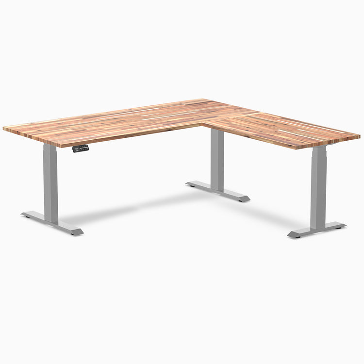 Electric l-shape softwood standing desk in acacia - Desky