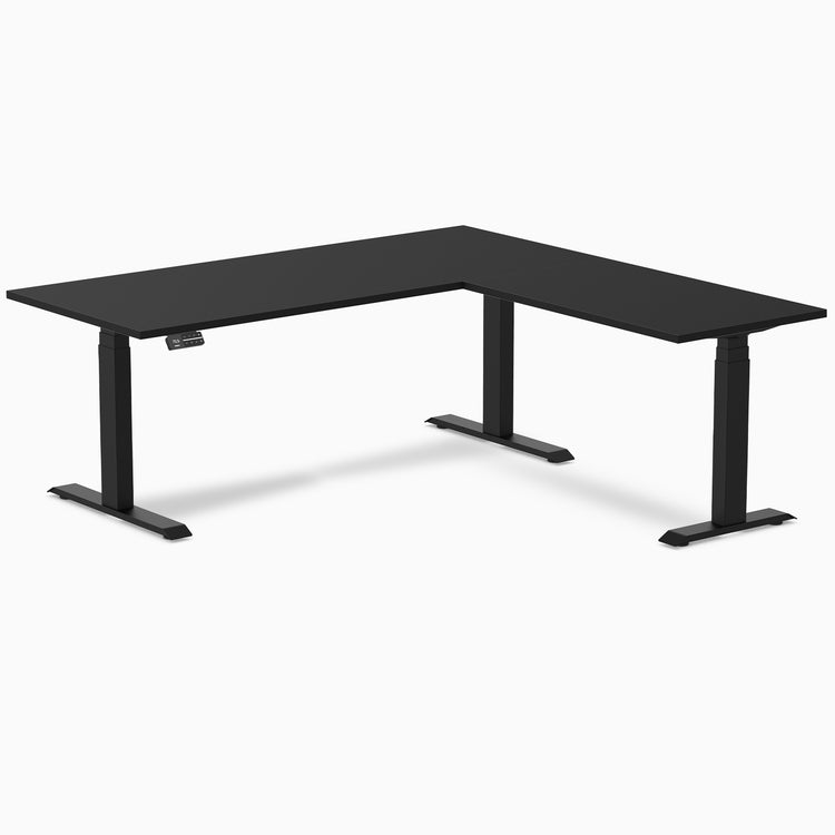 Desky Eco L-Shape Melamine Sit Stand Desk-Black Desky®