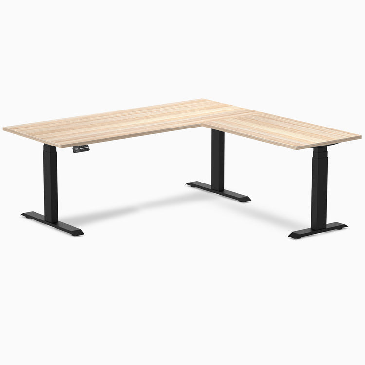 Desky Eco L-Shape Melamine Sit Stand Desk-Classic Oak Desky®