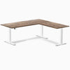 Electric l-shape hardwood sit stand desk natural walnut hardwood - Desky