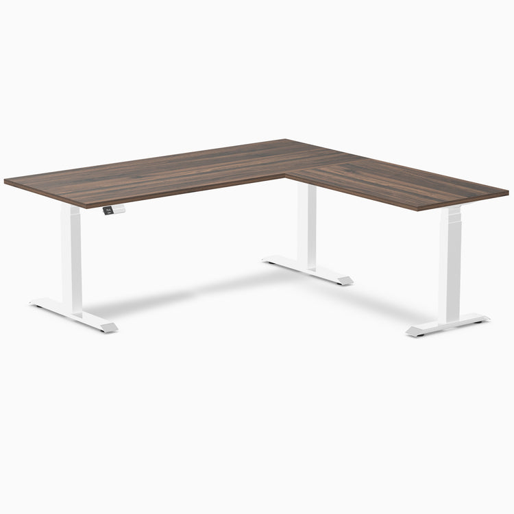 Desky Eco L-Shape Melamine Sit Stand Desk-Jarrah Legno Desky®