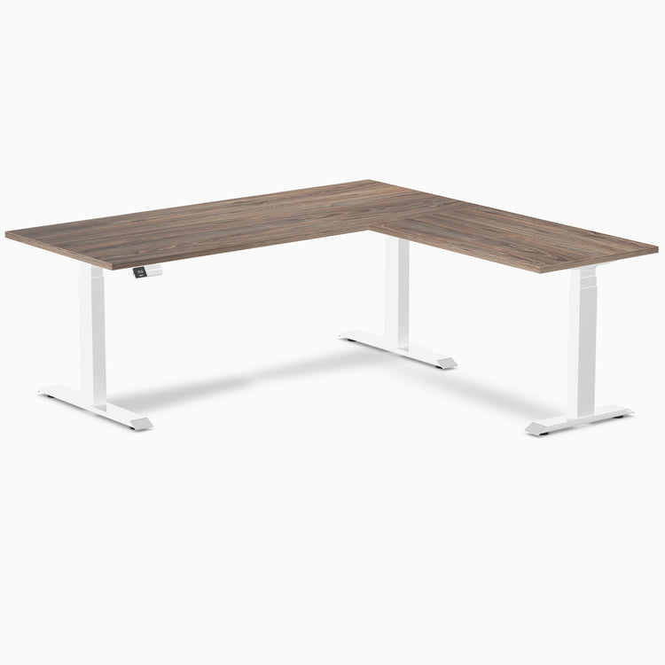 Desky Eco L-Shape Melamine Sit Stand Desk-Natural Walnut Desky®