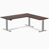 Electric L-shape standing desk in rubberwood dark walnut - Desky