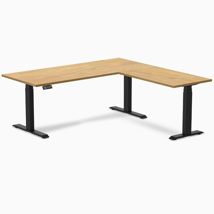 Electric L-shape standing desk in rubberwood light oak rubberwood - Desky