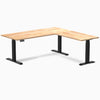 Electric L-shape standing desk in rubberwood natural rubberwood - Desky