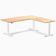 Electric L-shape standing desk in rubberwood natural rubberwood - Desky