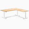 Electric L-shape standing desk in rubberwood natural rubberwood - Desky