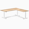 Electric l-shape hardwood sit stand desk white oak hardwood - Desky