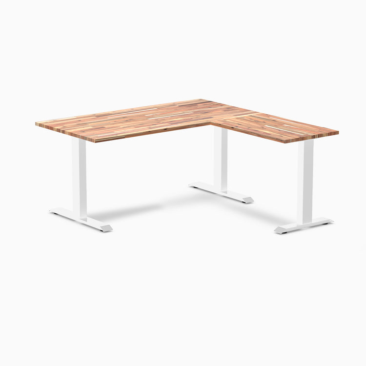 zero softwood l-shape acacia fixed desk