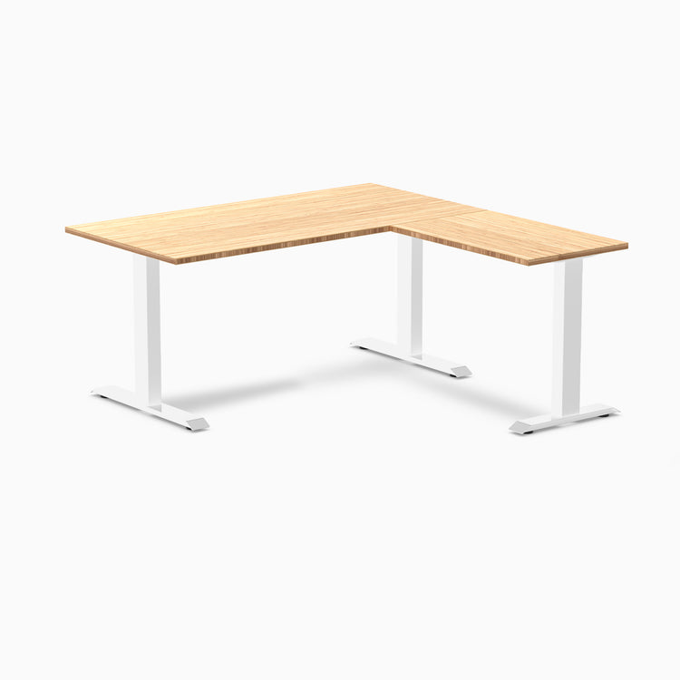 Fixed height bamboo l-shape office desk - Desky