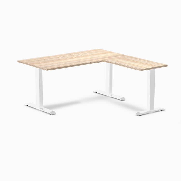 Fixed melamine l-shape fixed office desk classic oak - Desky