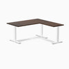 Rubberwood L-shape fixed desk in dark walnut rubberwood - Desky